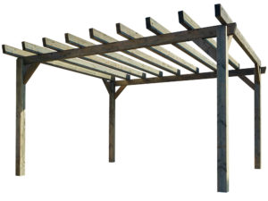 Pergola bois Albizia en Douglas Classe 3.2 gris par imprégnation - PIVETEAU BOIS