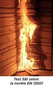 Essai de réaction au feu d'un bois ignifugé classé Euroclasse B-s1,d0